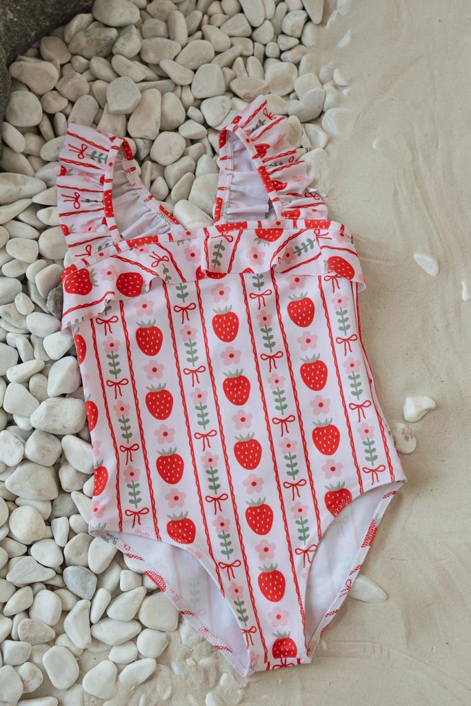 Купальник слитный Клубника