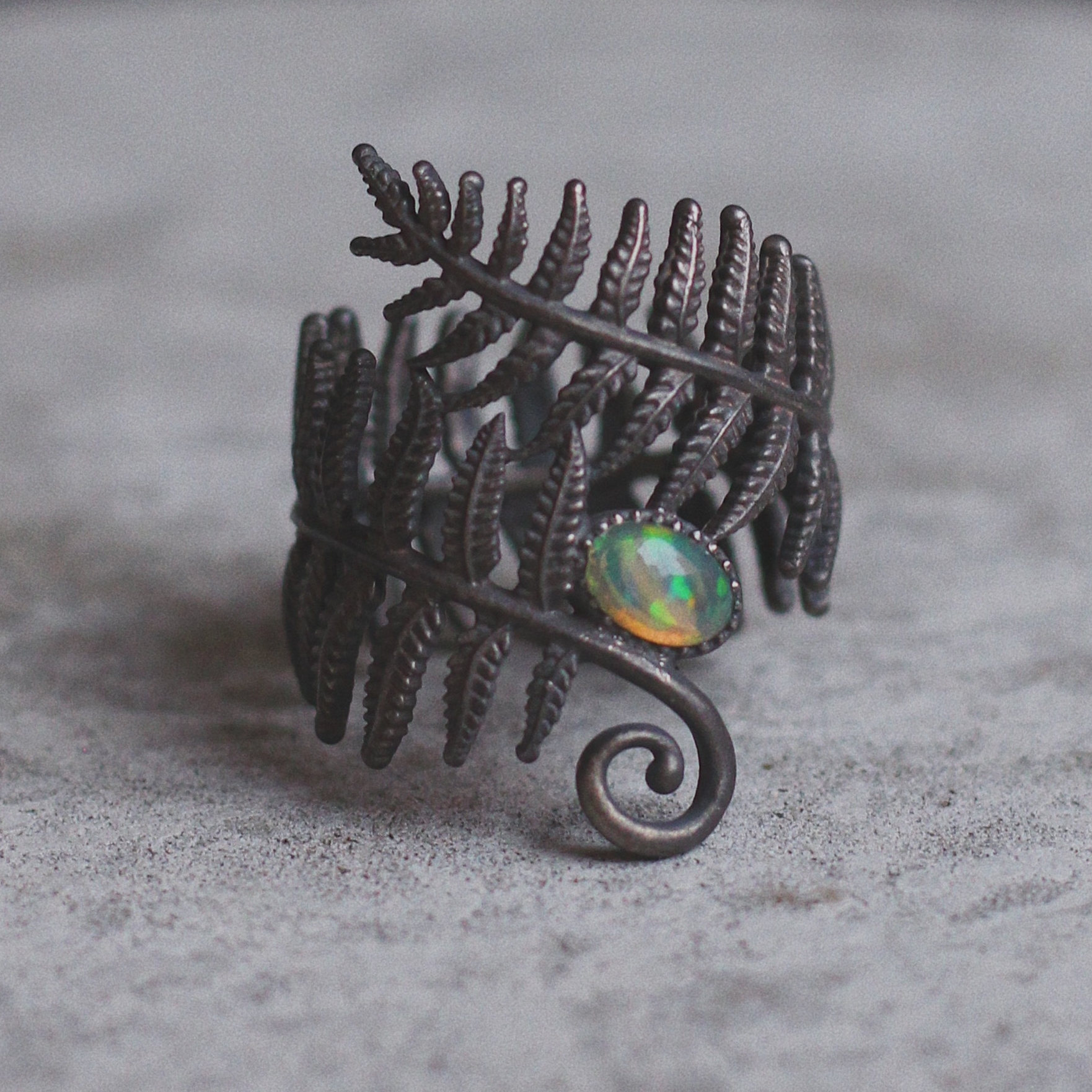 Кольцо Папоротник с опалом | Fern ring with opal
