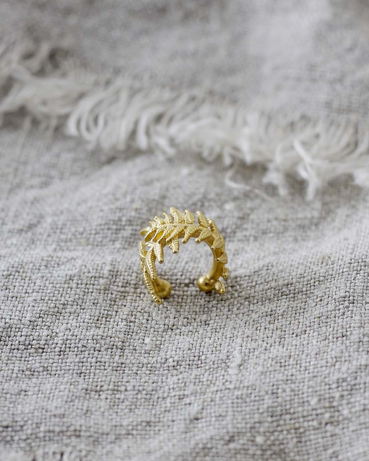 Кафф Папоротник - желтая позолота | Fern cuff - Gold plated