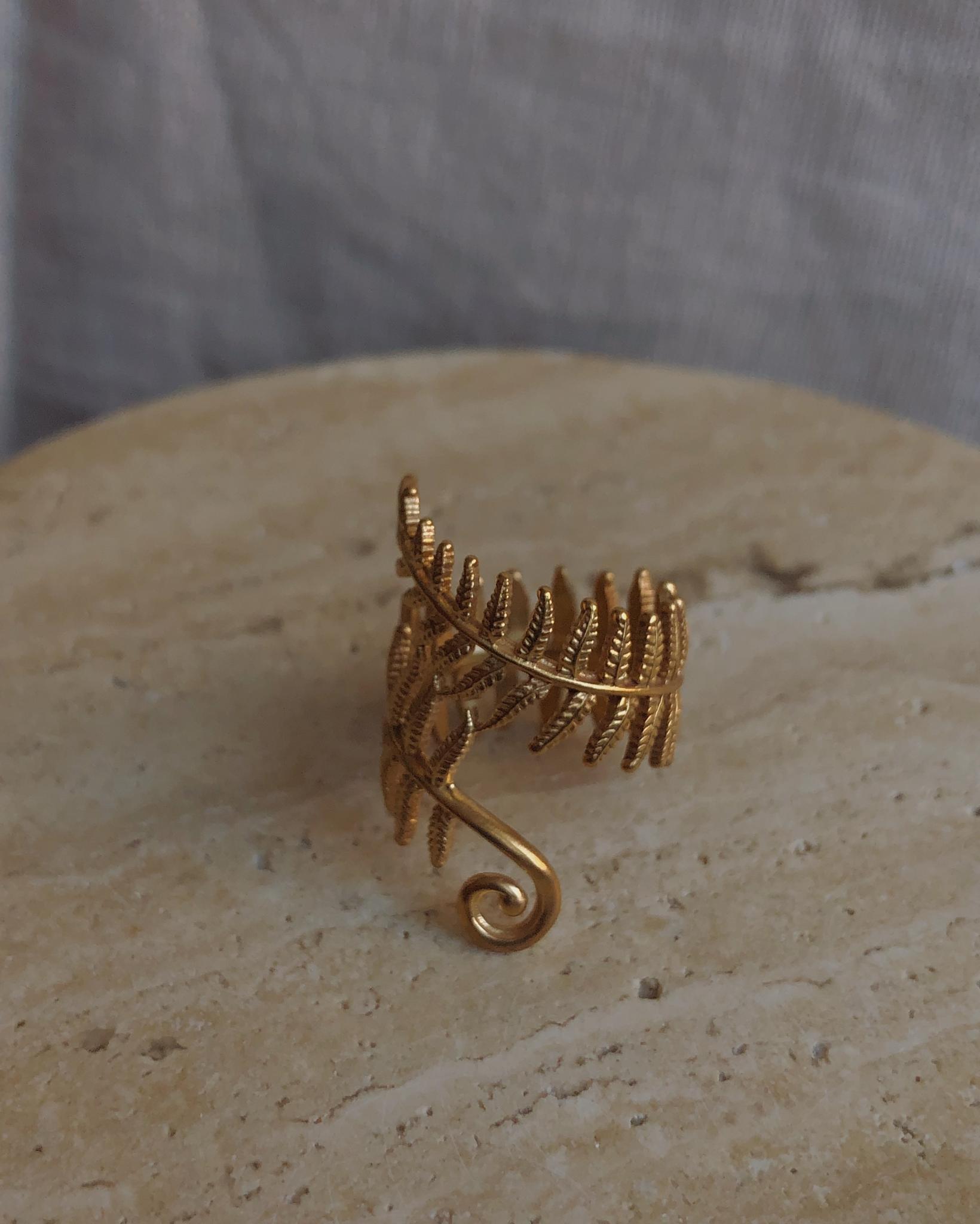 Кольцо Настоящий папоротник - желтая позолота | Real Fern Ring-Gold plated