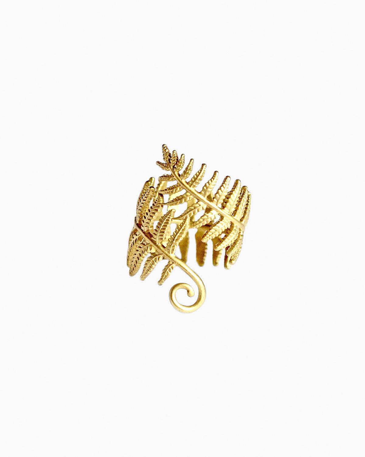 Кольцо Настоящий папоротник - желтая позолота | Real Fern Ring-Gold plated