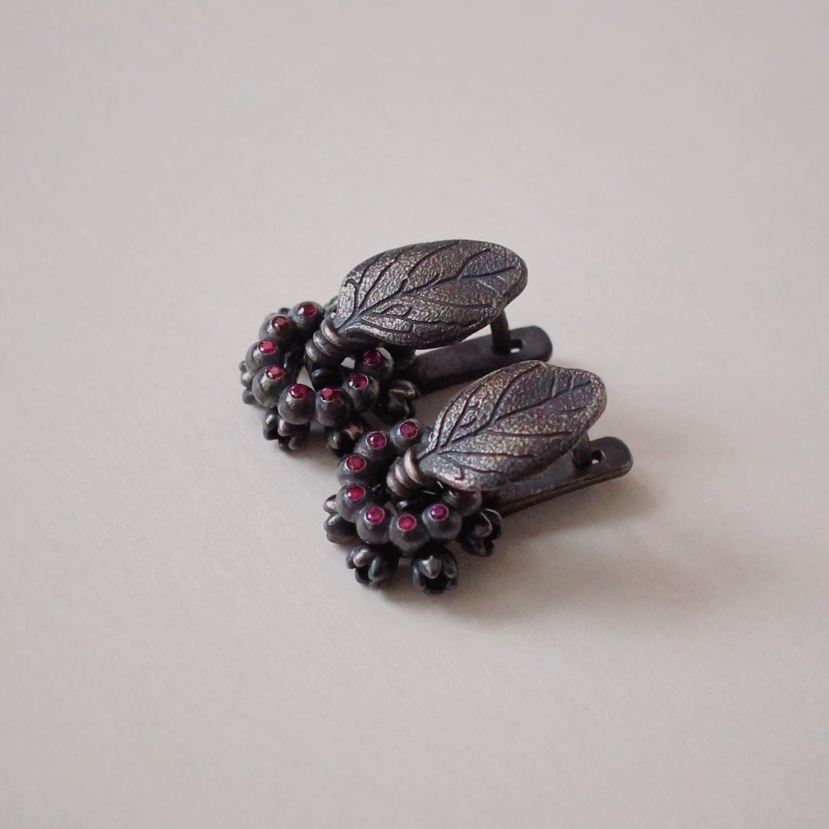 Серьги Шпинат с подвесками - рубин