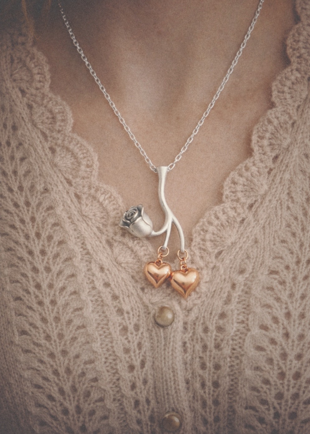 Роза любви - серебряная подвеска с позолотой