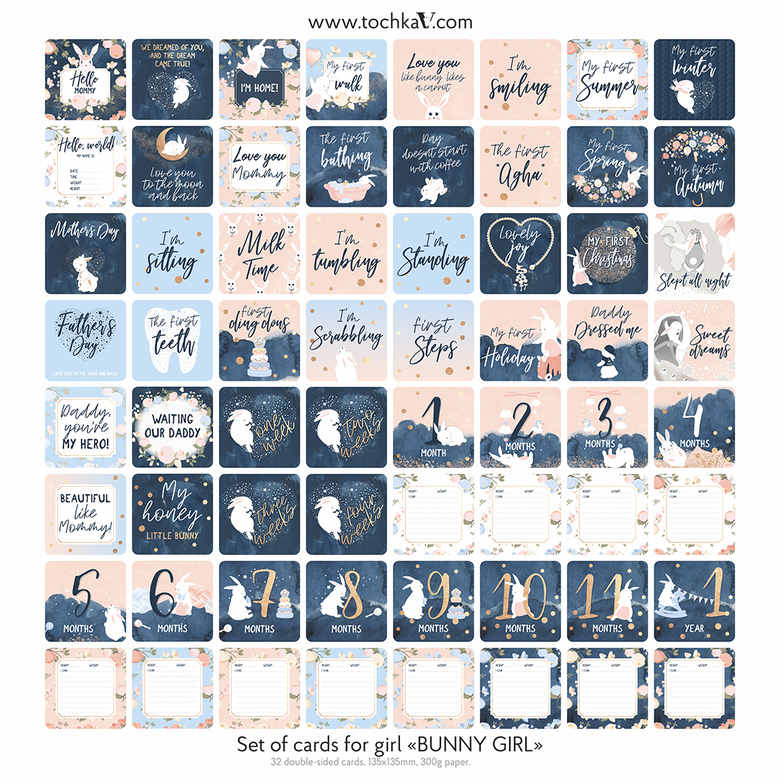 Карточки для фото девочки "Bunny Girl" на английском