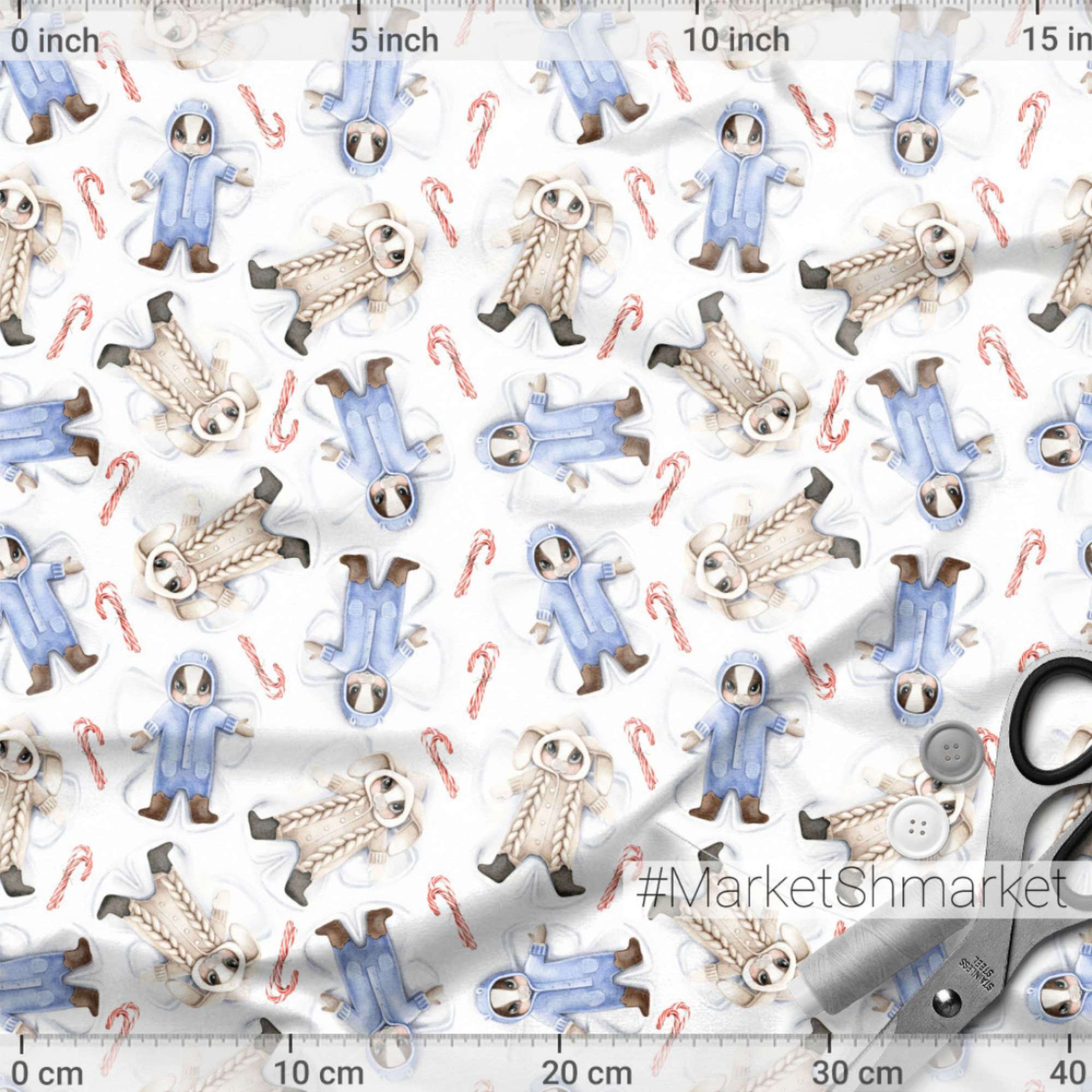 Принт для ткани "Снежный ангел"