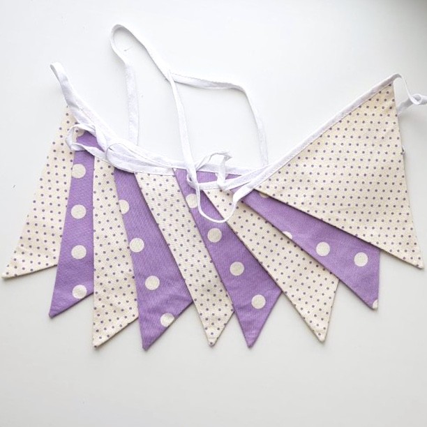 Флажки на ленте "Сиреневый горошек"