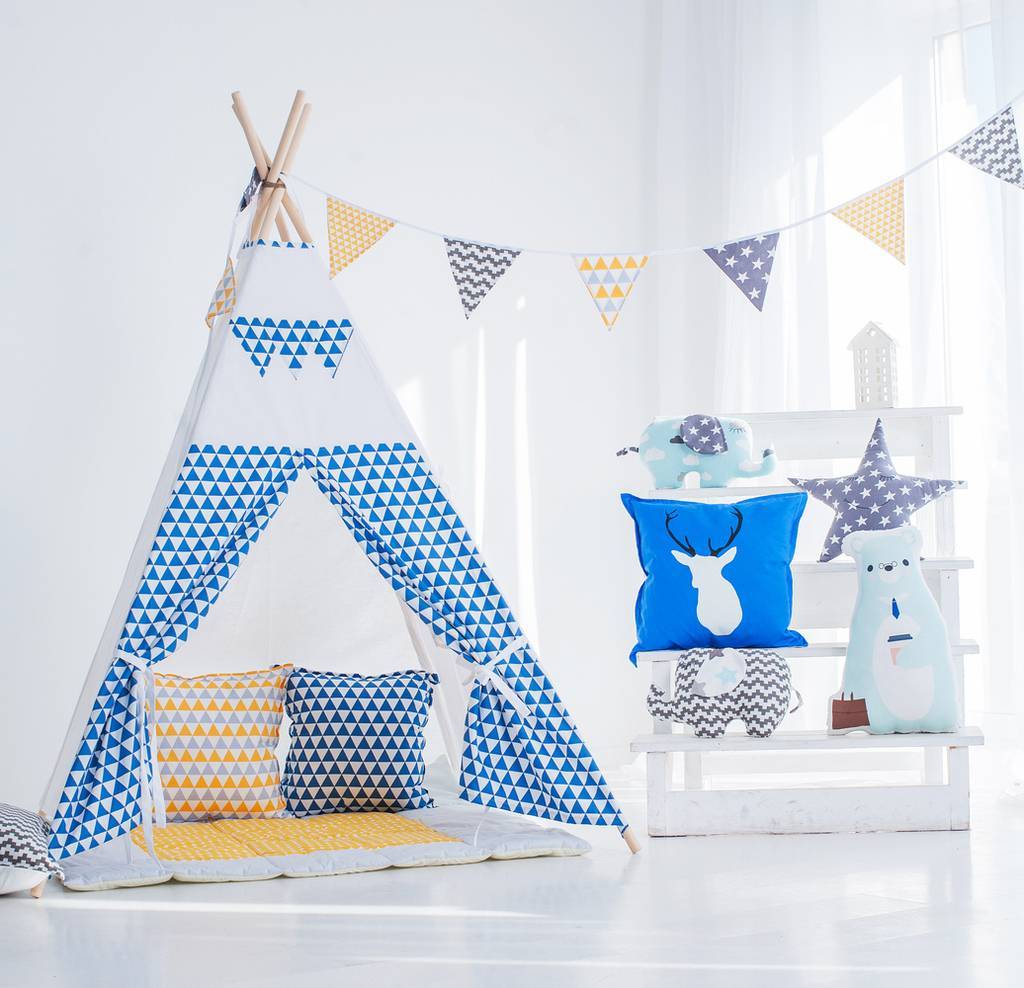 Комплект "Синие треугольники" (вигвам+коврик+флажки)