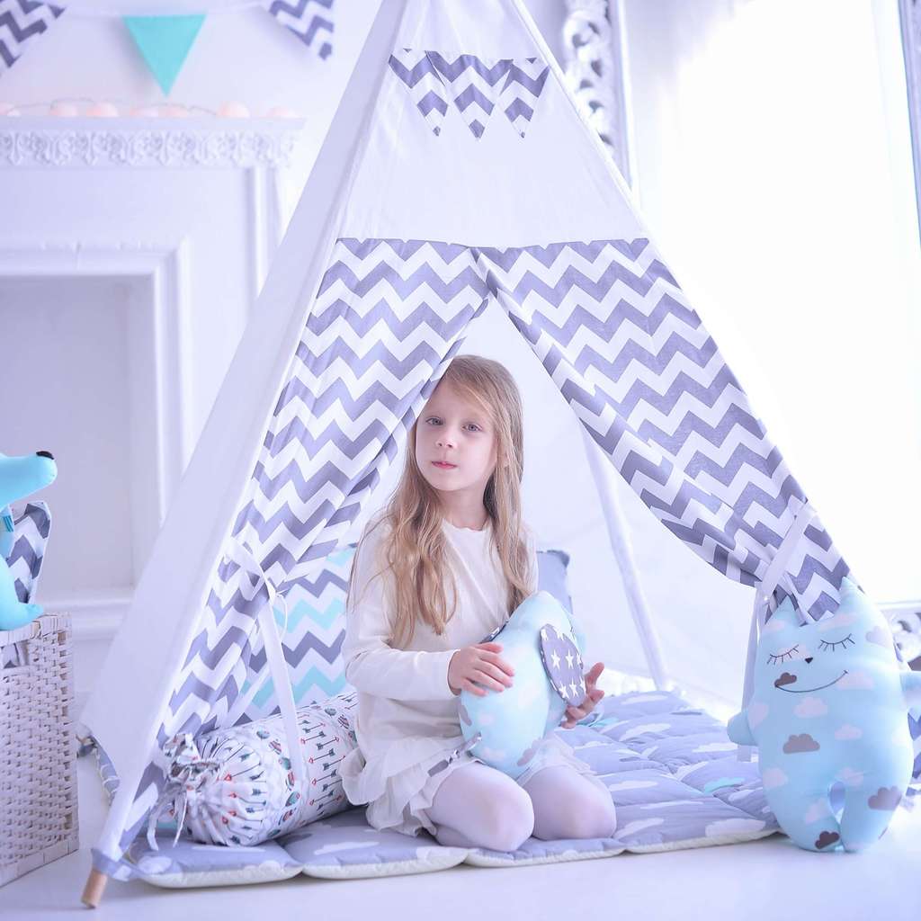 Комплект "Серый зигзаг" для мальчиков (вигвам+коврик+флажки)