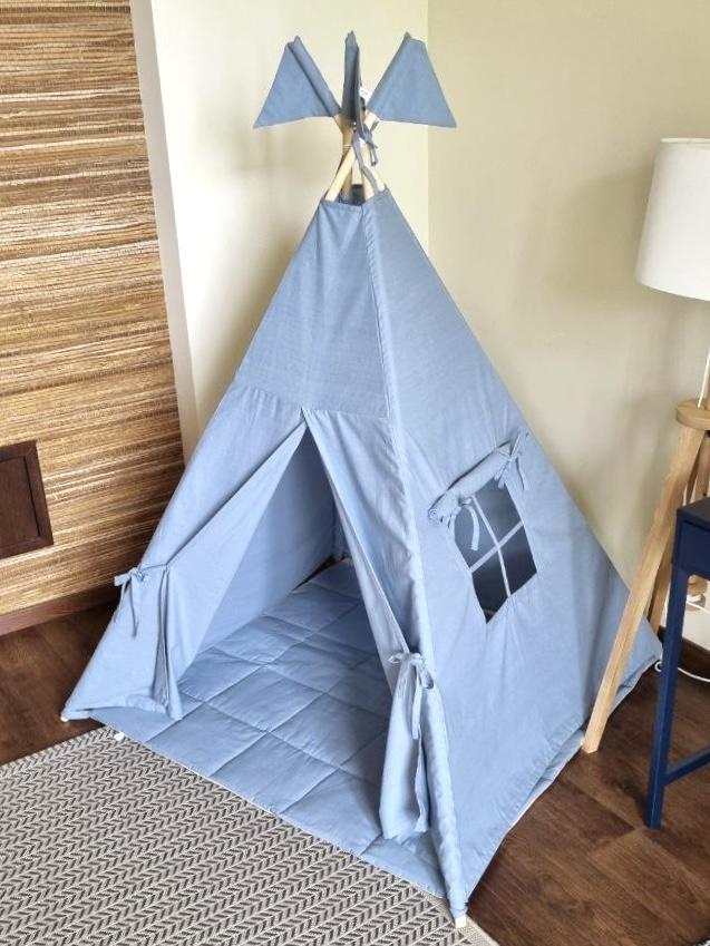 Комплект из полульна"Серо-голубой" (вигвам + коврик + флажки)