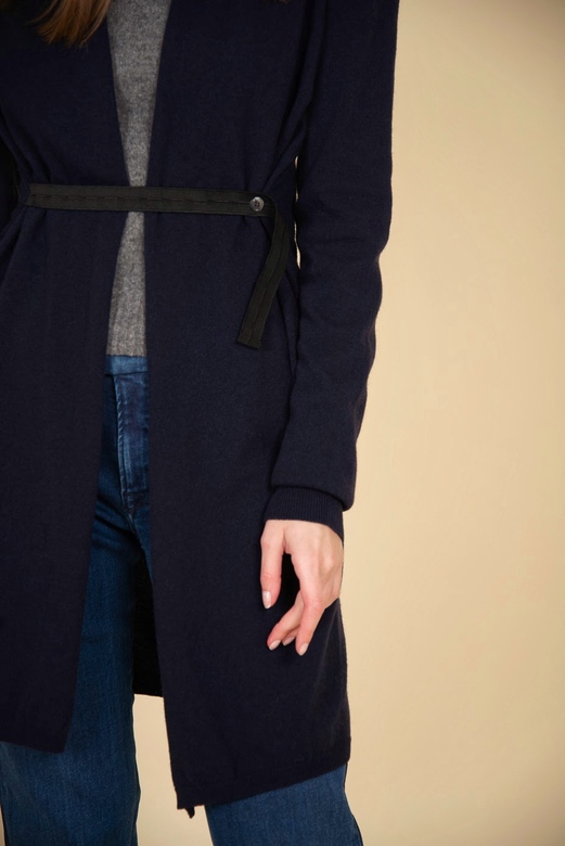 JUCCA Кардиган с шалевым воротником и поясом-резинкой в оттенке navy