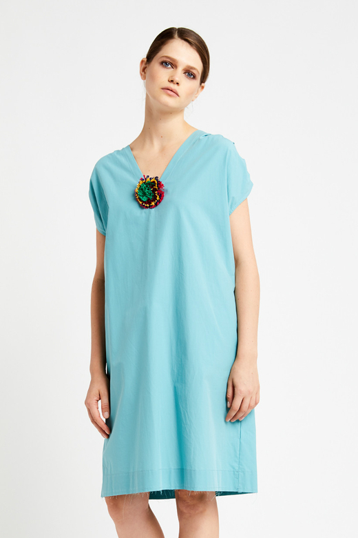 OTTOD'AME Платье-кокон с V-образным вырезом в оттенке "Мальдивы"