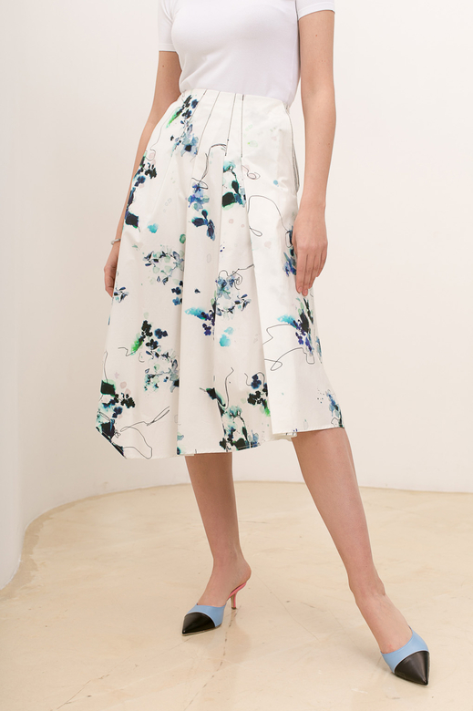 TELA Юбка c асимметричным низом и акварельным принтом