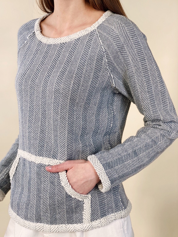 PUROTATTO Свитшот из хлопка с фактурой "Ёлочка" в сером цвете