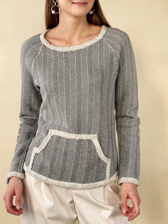 PUROTATTO Свитшот из хлопка с фактурой "Ёлочка" в сером цвете