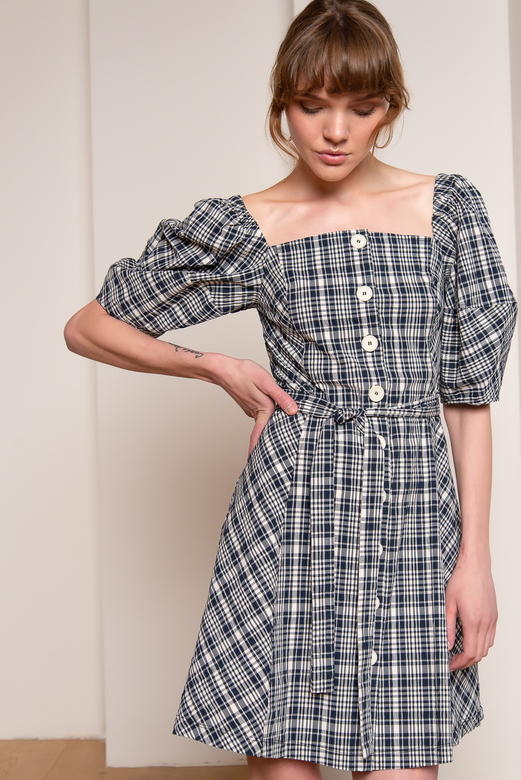 OTTOD'AME  Платье в стиле бохо с воротом-каре из жатого хлопка