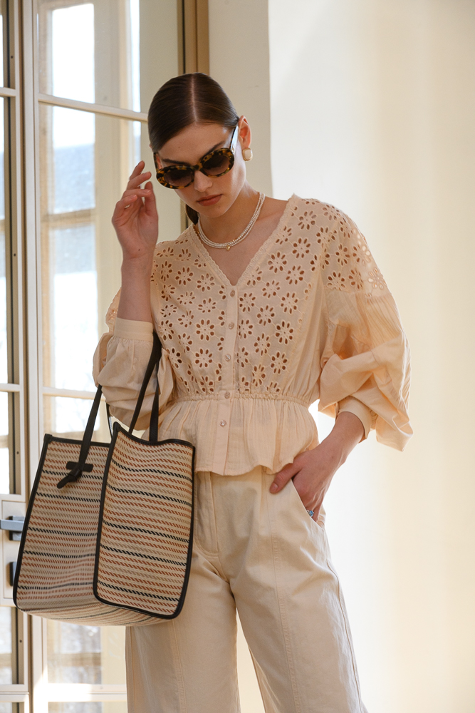 MES DEMOISELLES PARIS Блуза с рукавами-буфами в оттенке чайной розы