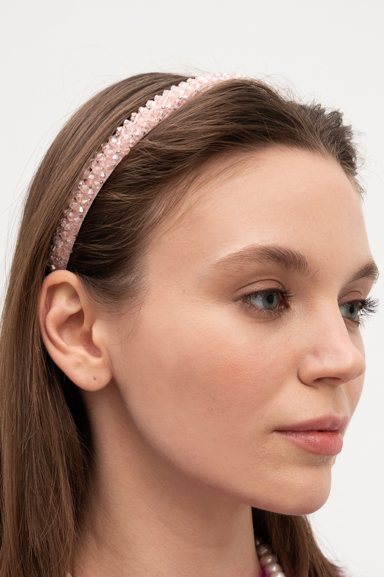 SABRINA SALIMBENI Ободок для волос с кристаллами в розовом цвете.