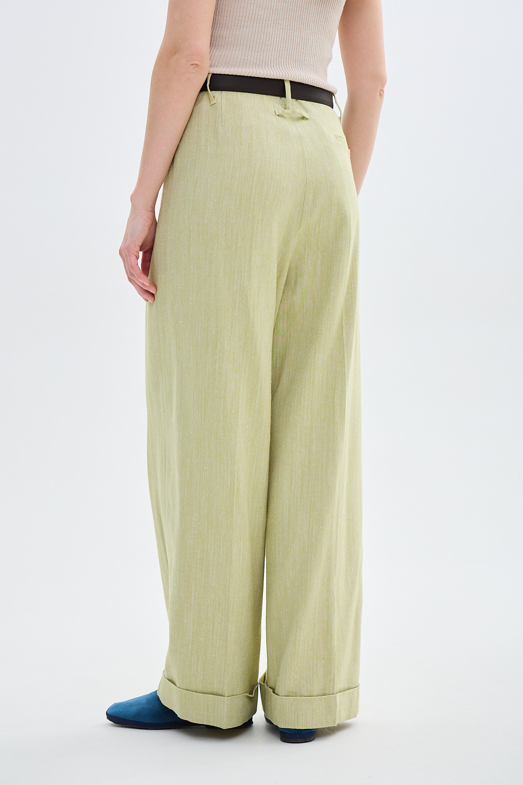 TRUE NYC x JF STORE Брюки прямого кроя с высокой посадкой "Simona" из органического хлопка со льном