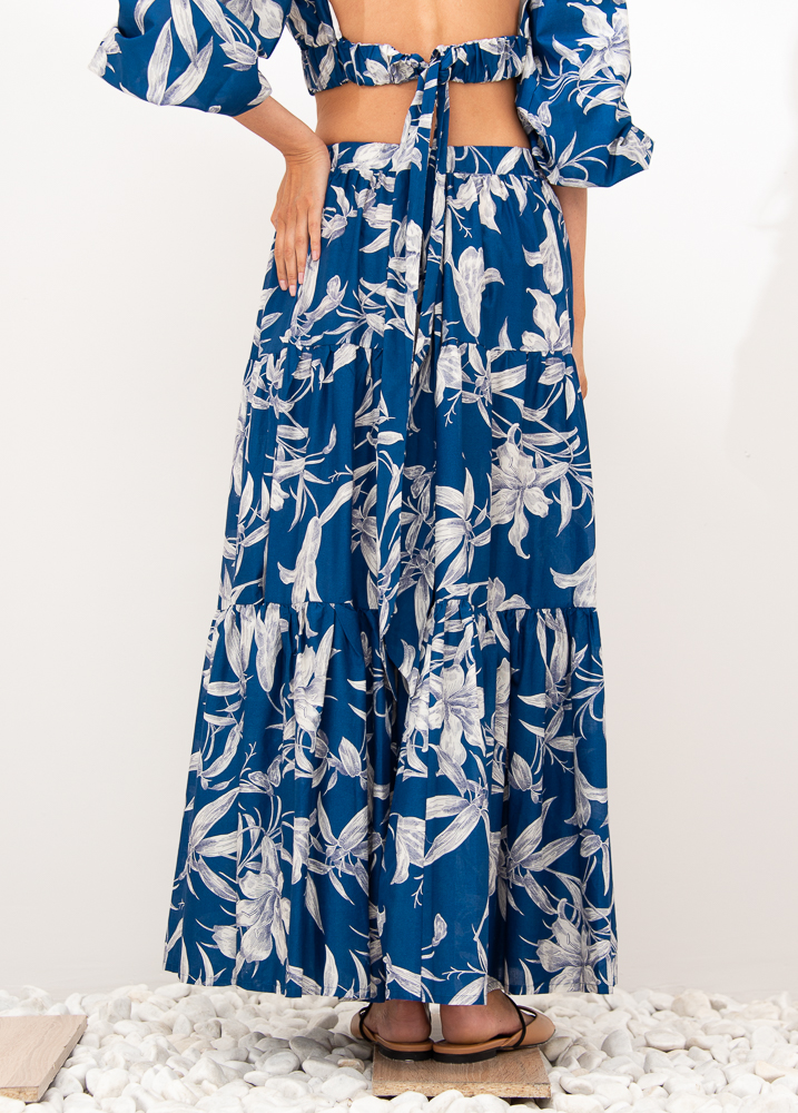 LAVI Юбка длины макси из воздушного батиста с рисунком "Лилии"