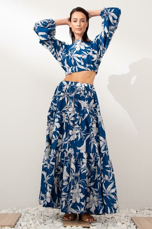 LAVI Юбка длины макси из воздушного батиста с рисунком "Лилии"