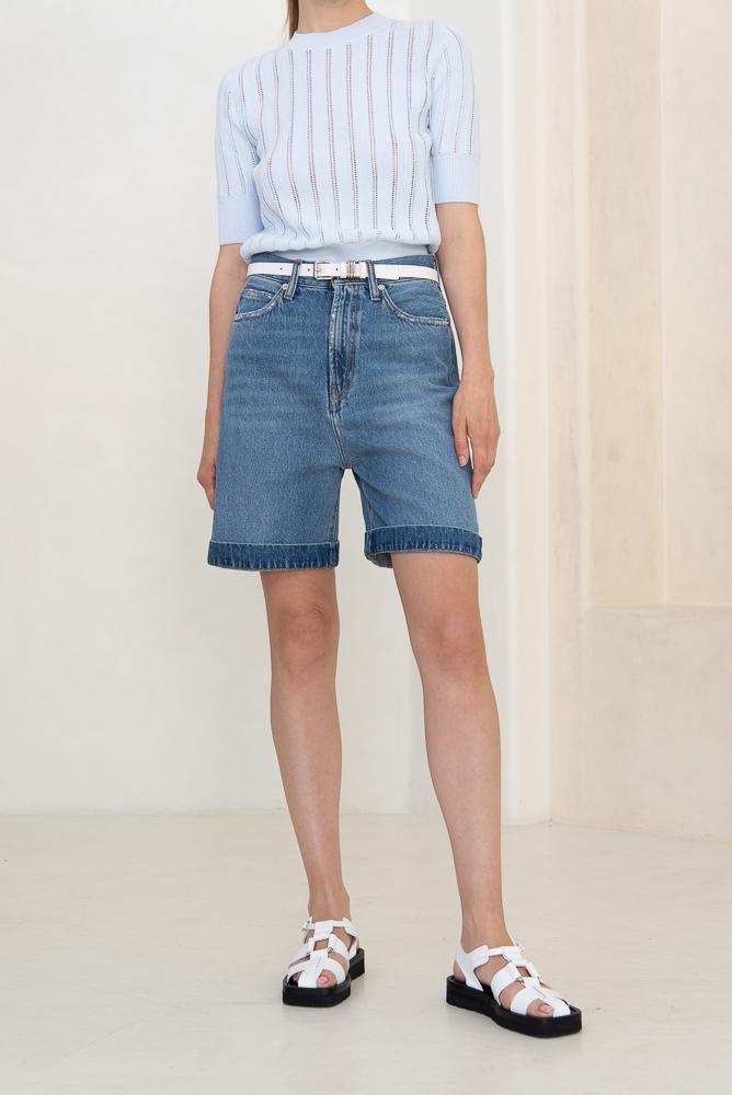 TRUE NYC Бермуды с высокой посадкой из премиального японского денима оттенка индиго