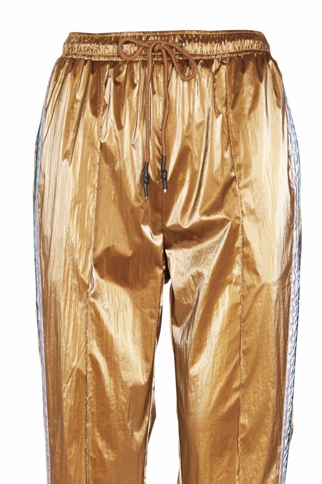 MES DEMOISELLES PARIS Брюки на мягком поясе с лампасом из технологичного "хрустального" нейлона