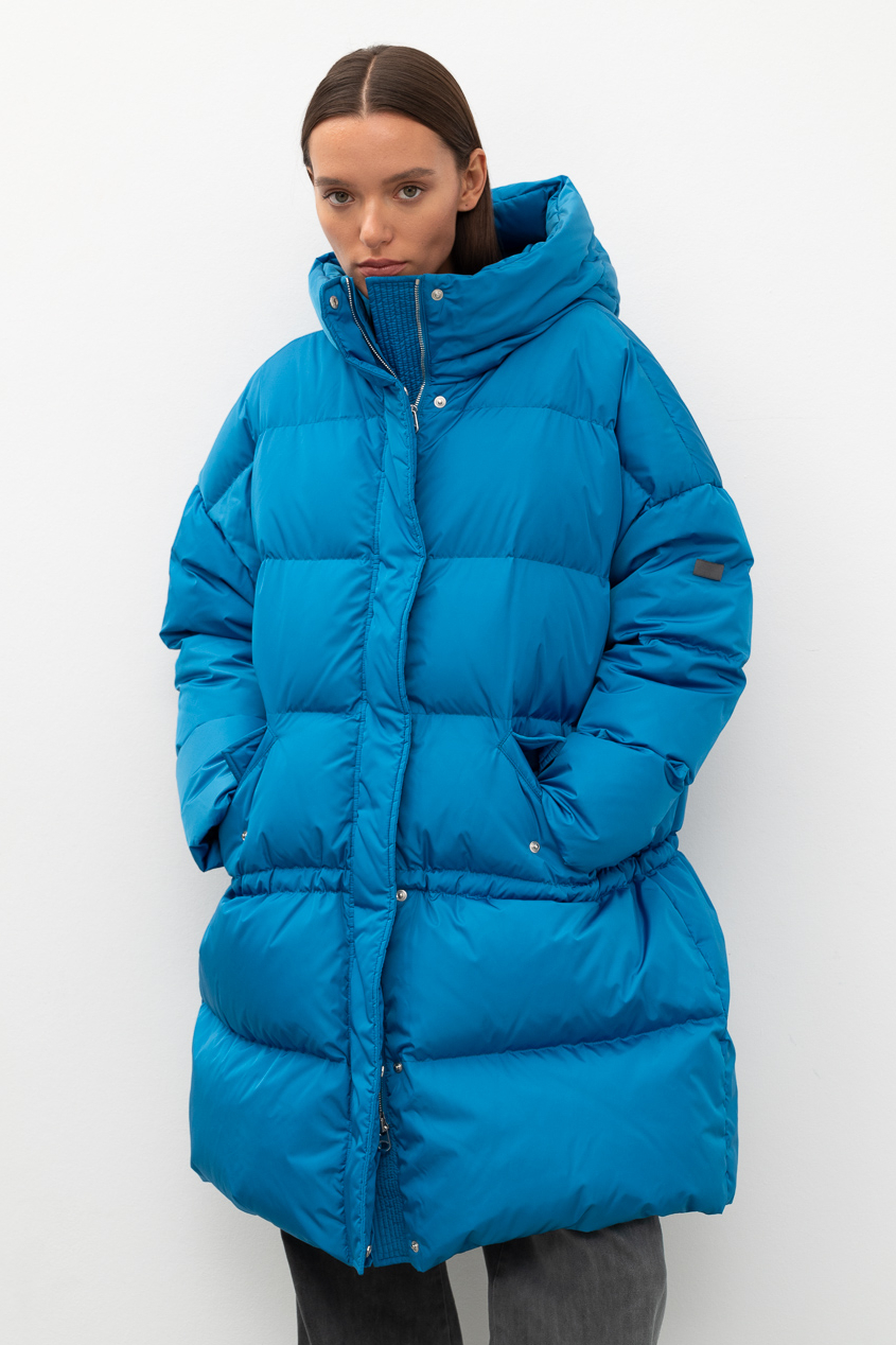 LEMPELIUS Парка SKY ультраоверсайз с объемным капюшоном из технологичного нейлона в ярко-лазурном цвете