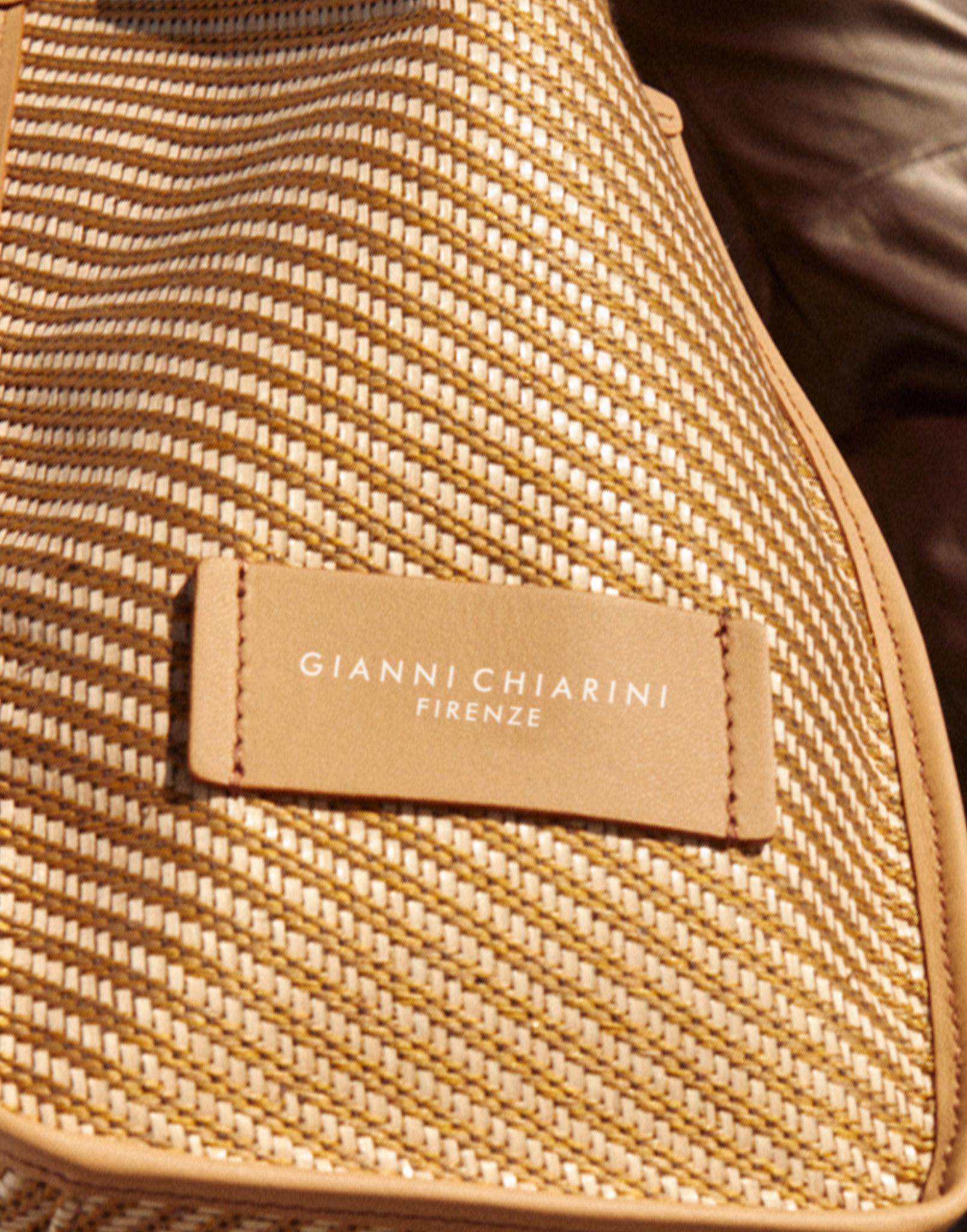 GIANNI CHIARINI Cумка-тоут Marcella диагоналевого плетения из рафии и хлопка песочного оттенка