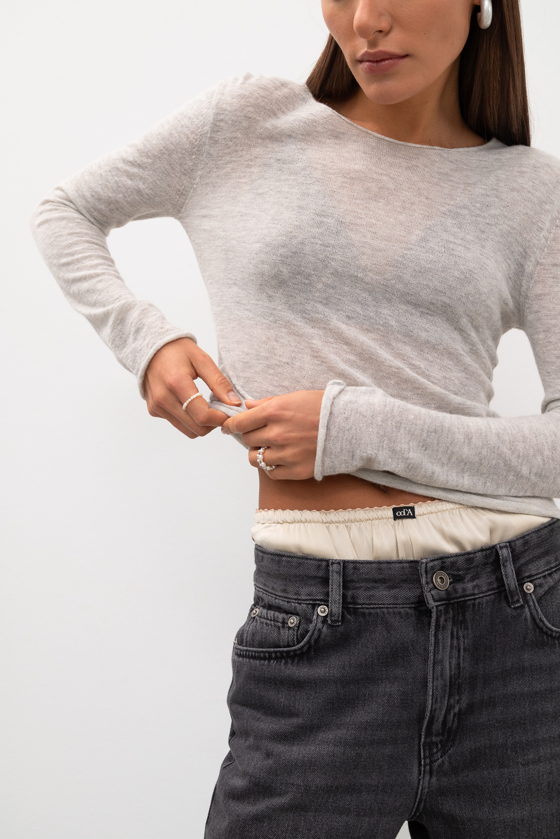 OTTOD'AME Шорты бельевого типа из атласной вискозы оттенка айвори