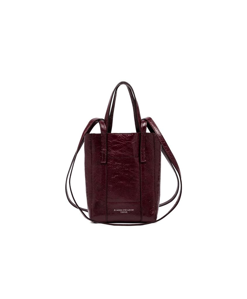 GIANNI CHIARINI Сумочка-мини SUPERLIGHT с двумя видами ручек и накладным карманом из лаковой кожи винного оттенка