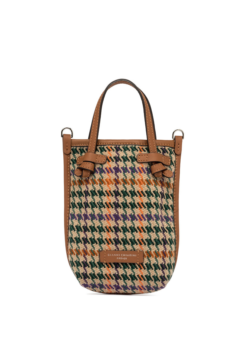 GIANNI CHIARINI Сумочка Marcella Cross Body из фактурной твидовой шерсти SPIGA с рисунком в гусиную лапку