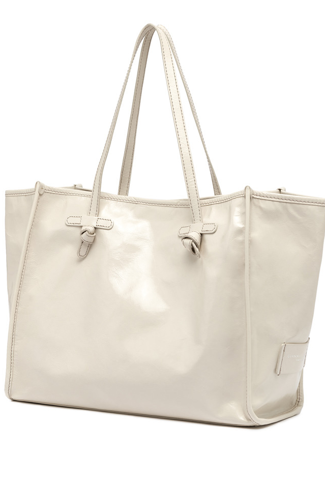 GIANNI CHIARINI Сумка-тоут Marcella из лаковой кожи оттенка мела