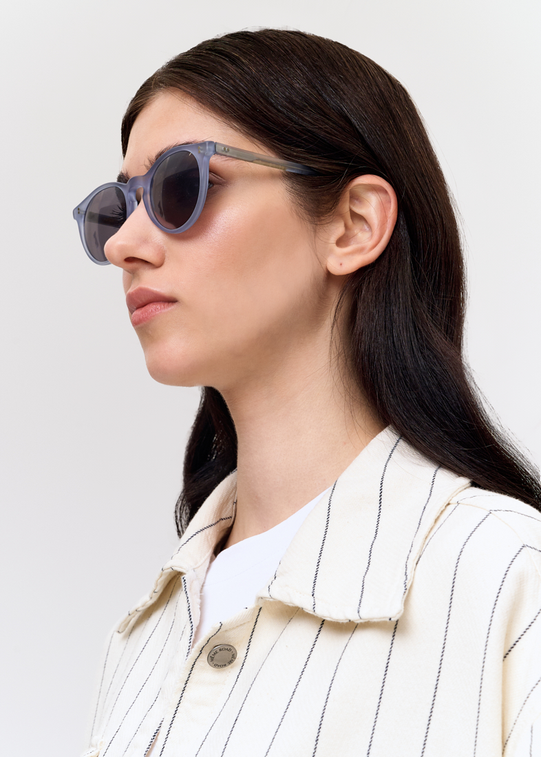 ANTICA OCCHIALERIA Солнцезащитные очки COLBY в матовой полупрозрачной оправе голубого оттенка с зеркальными линзами