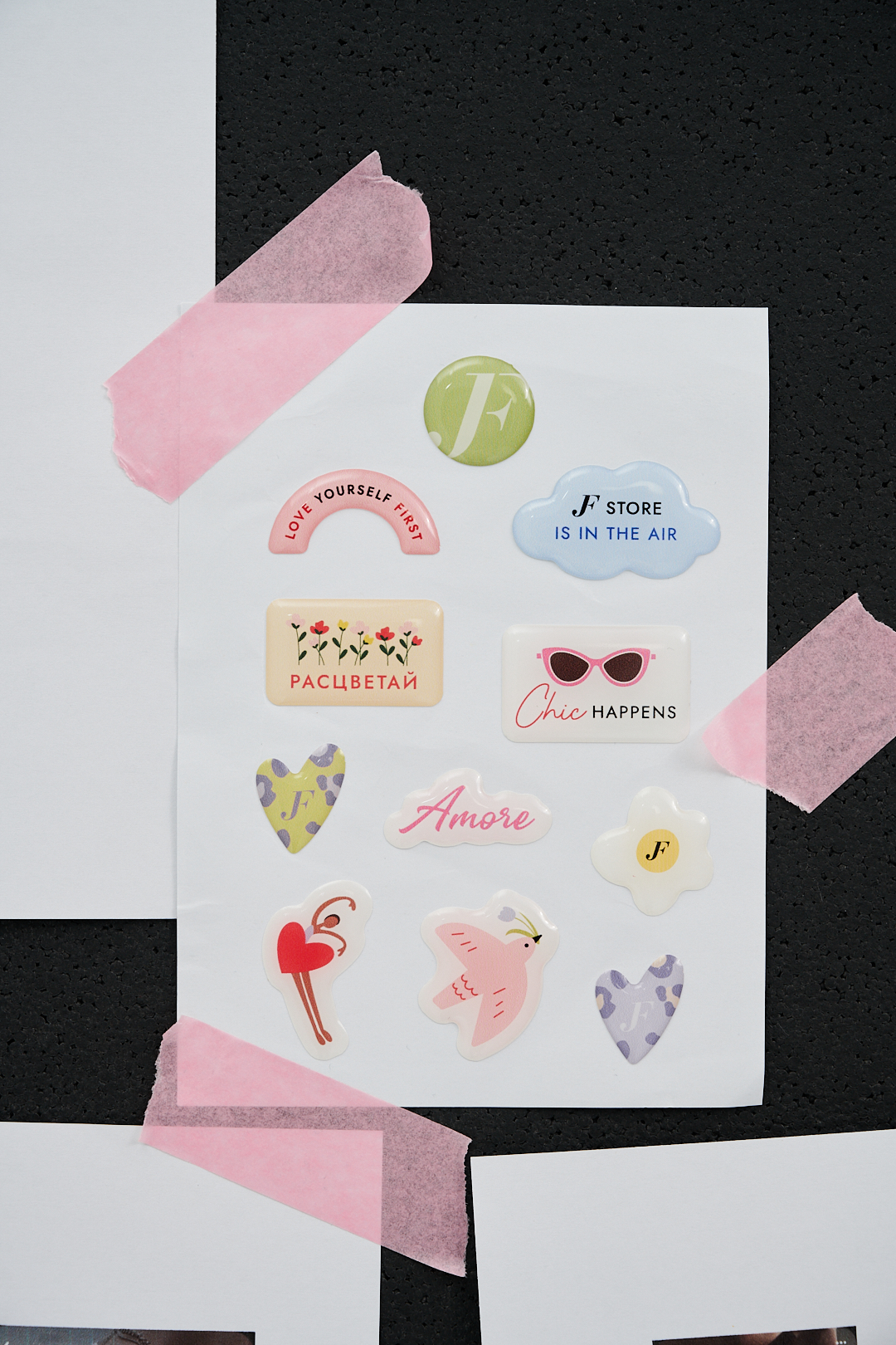 STICKERPACK Набор дизайнерских наклеек с айдентикой JF STORE