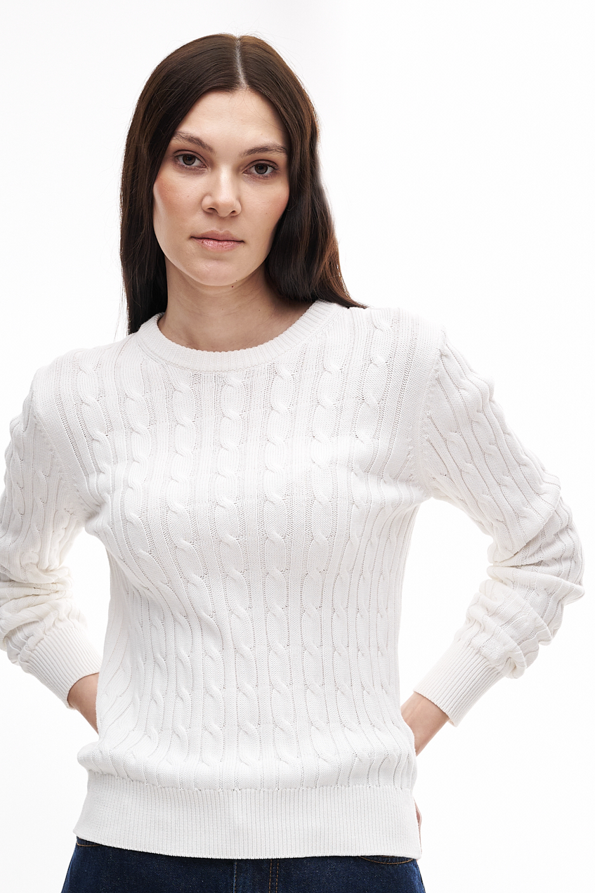 MC2 Saint Barth Пуловер с рисунком в косы из стиранного белоснежного хлопка
