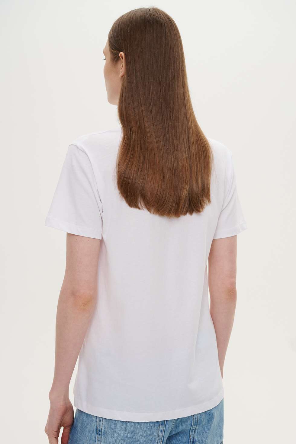 OTTOD'AME Футболка с круглым вырезом с фирменной вышивкой в белом цвете