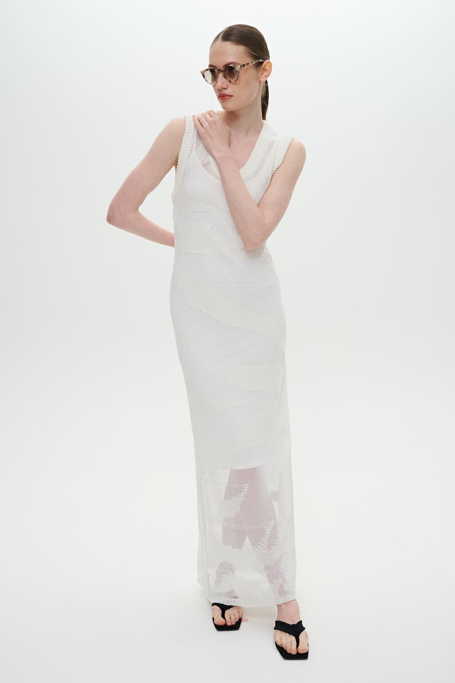 Roberto Collina Платье длины макси ажурной вязки из органического хлопка