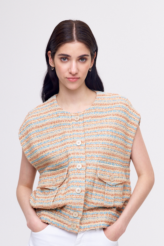 Roberto Collina Жилет из фактурного букле с накладными карманами