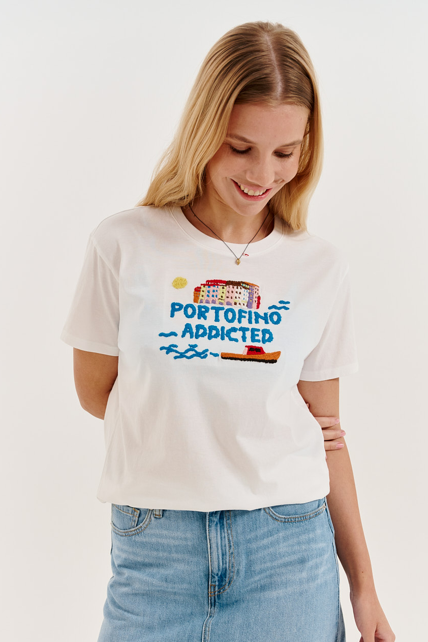 MC2 Saint Barth Футболка из хлопка с надписью "Portofino"