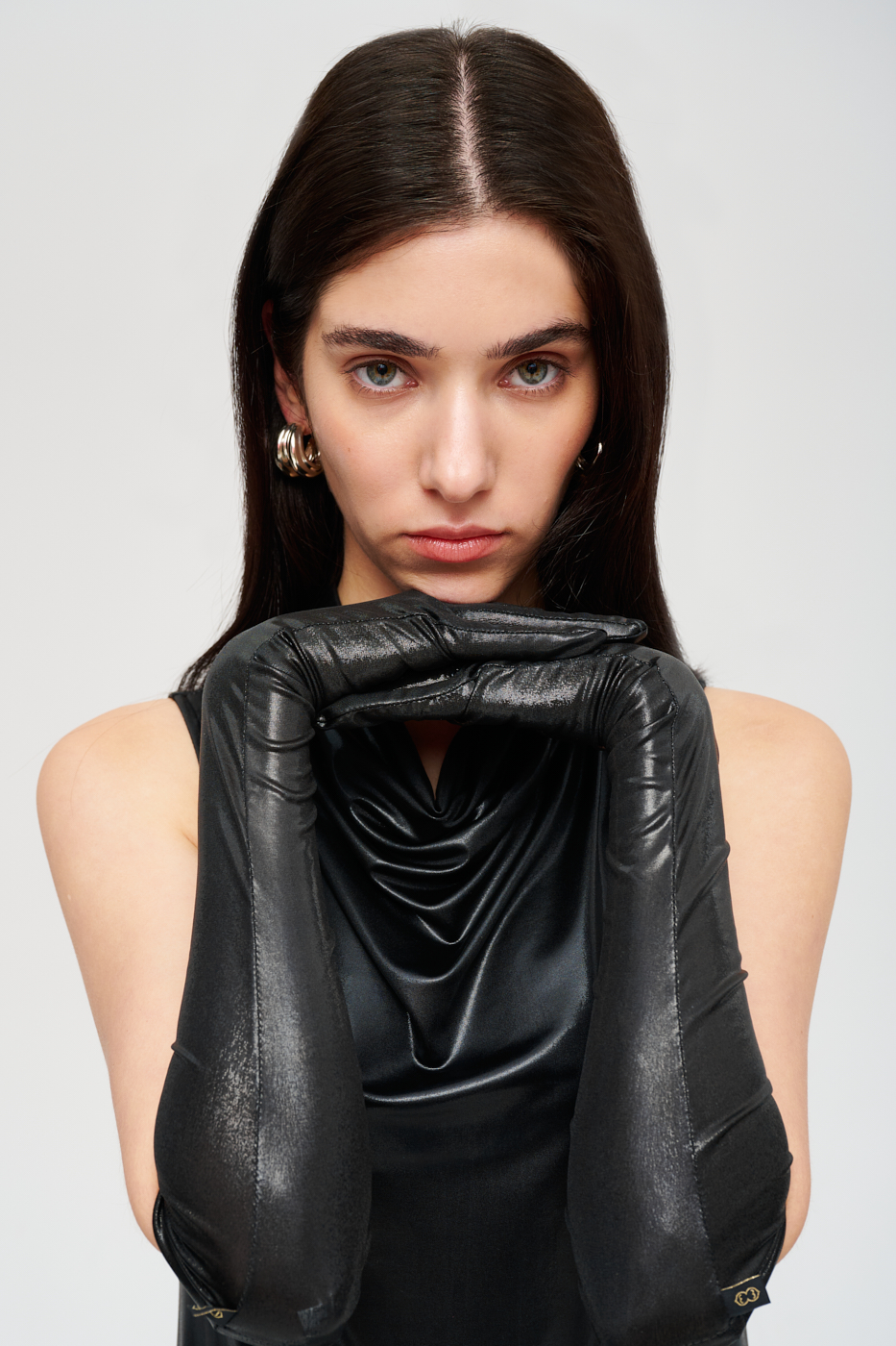 OTTOD'AME Перчатки высокие из микрофибры черный глянец