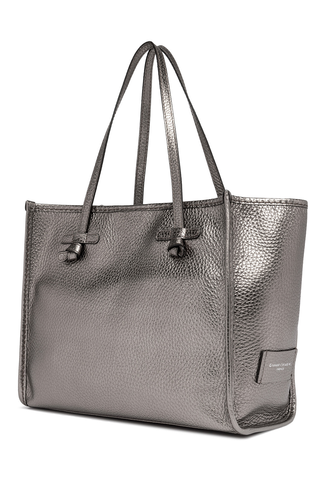 GIANNI CHIARINI Сумка-тоут MARCELLA из премиальной зернистой кожи оттенка серебряной патины