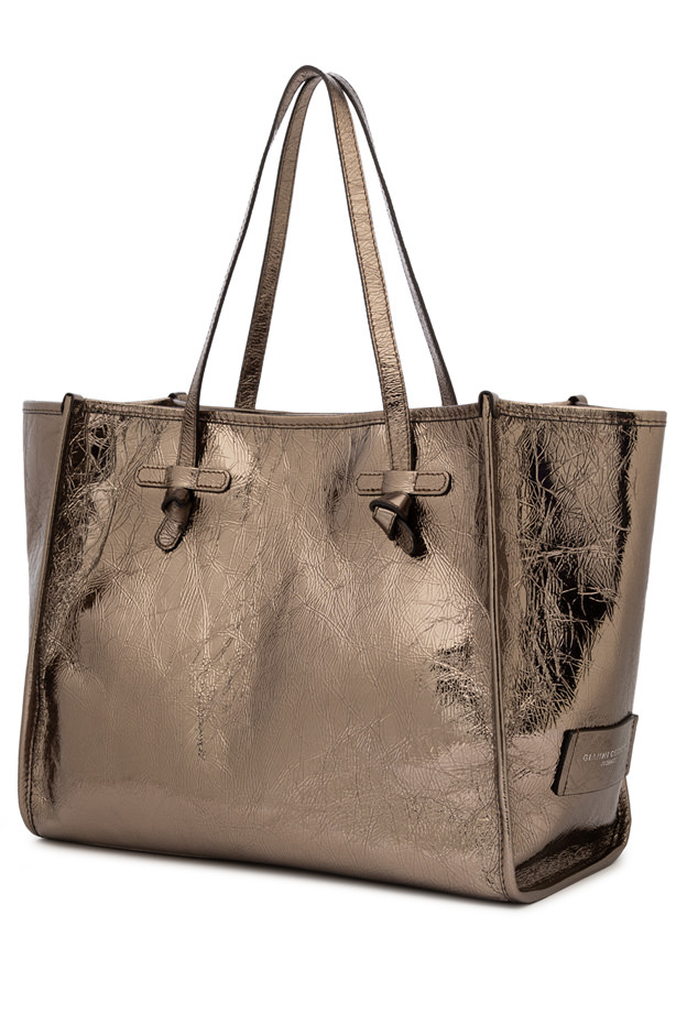 GIANNI CHIARINI Сумка-тоут MARCELLA из мятой кожи оттенка бронзы