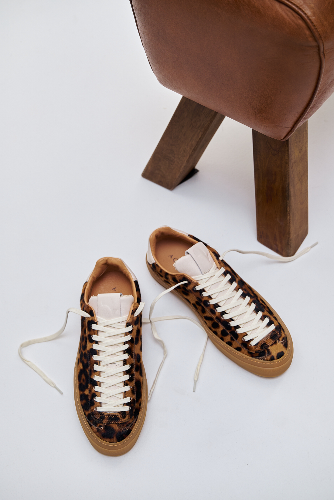 AQVA ALTA Кеды на шнуровке из кожи пони с лео-принтом