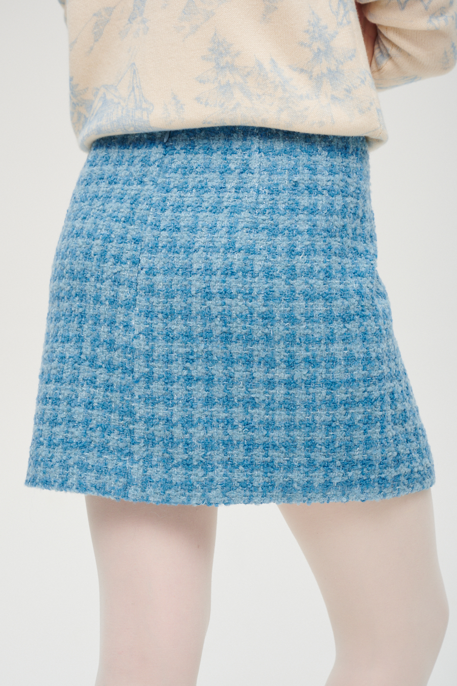 MC2 SAINT BARTH Юбка-трапеция из фактурного нежно-голубого твида