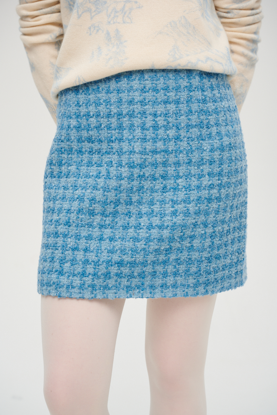 MC2 SAINT BARTH Юбка-трапеция из фактурного нежно-голубого твида