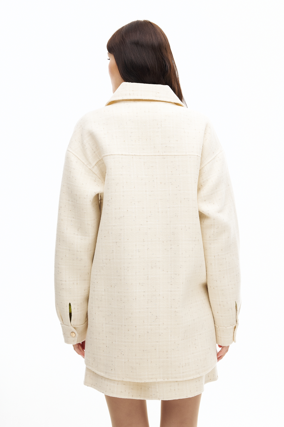 MC2 SAINT BARTH Утепленная рубашка из нежной пальтовой шерсти кремового оттенка