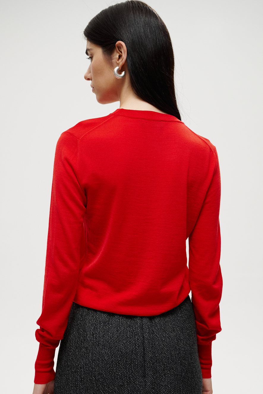 Roberto Collina Джемпер из премиальной шерсти тонкого кручения оттенка rouge