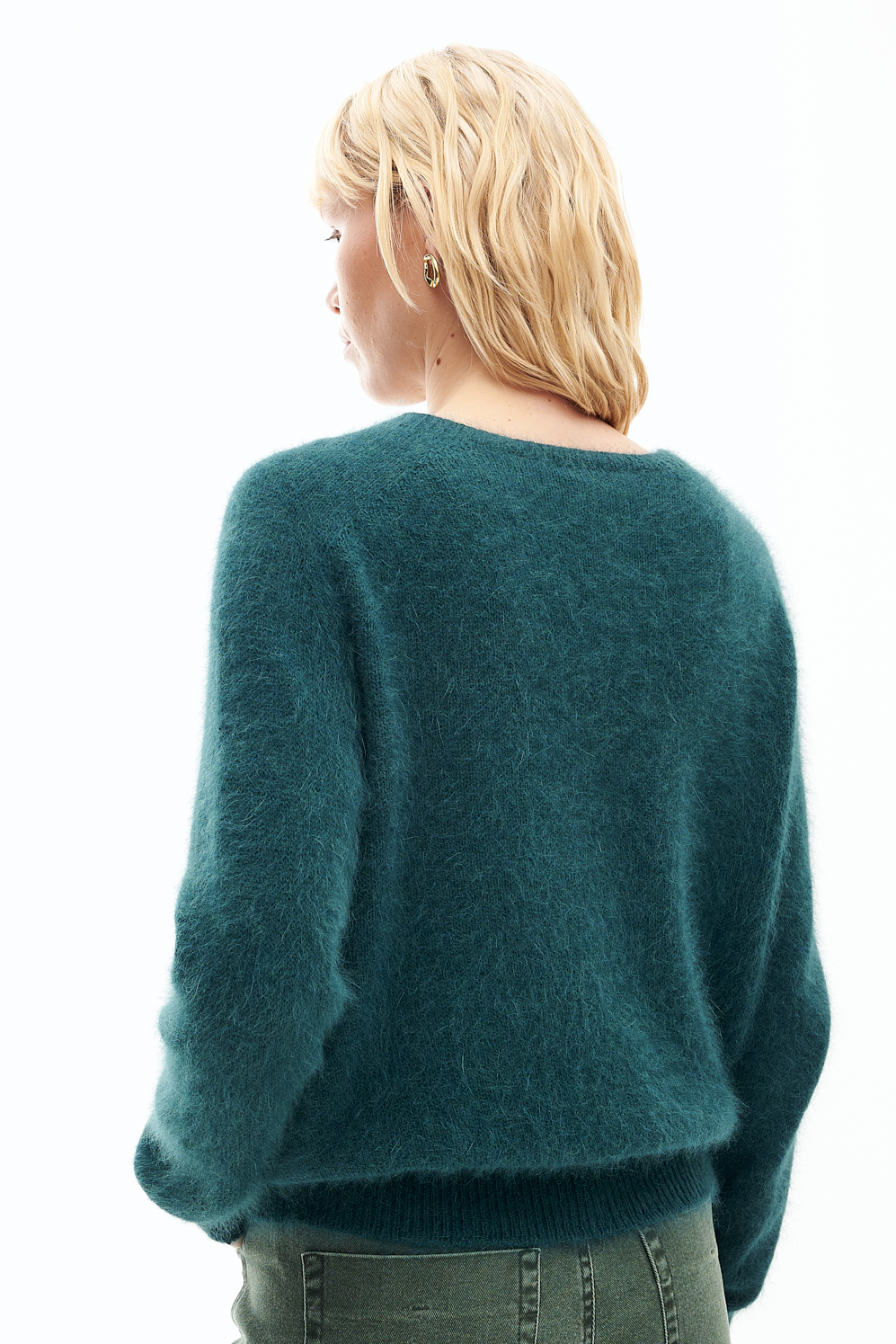 Roberto Collina Пуловер свободного кроя из ангорской шерсти изумрудного оттенка