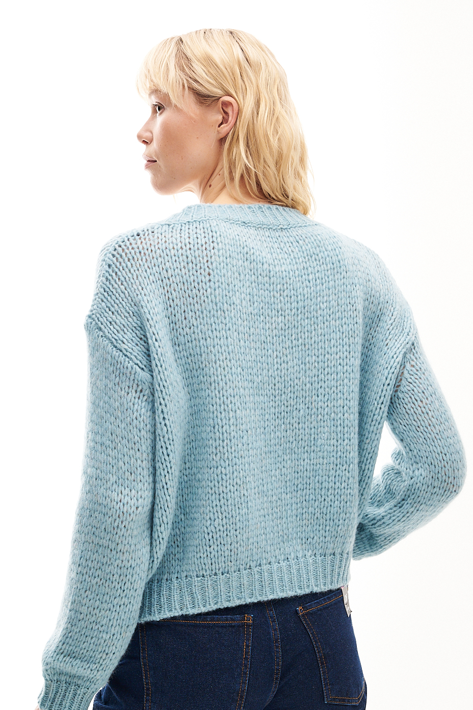 Roberto Collina Пуловер из шерсти альпака в оттенке аквамарин