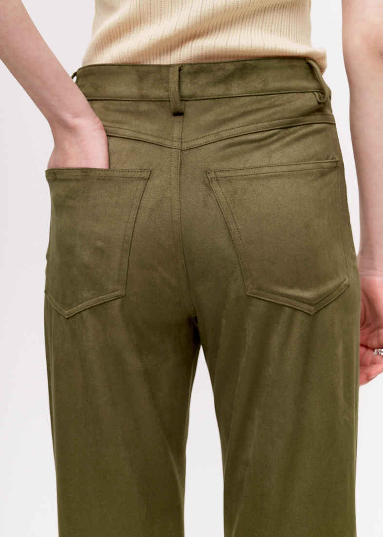 OTTOD'AME Брюки прямого кроя из искусственной замши в оттенке хвои